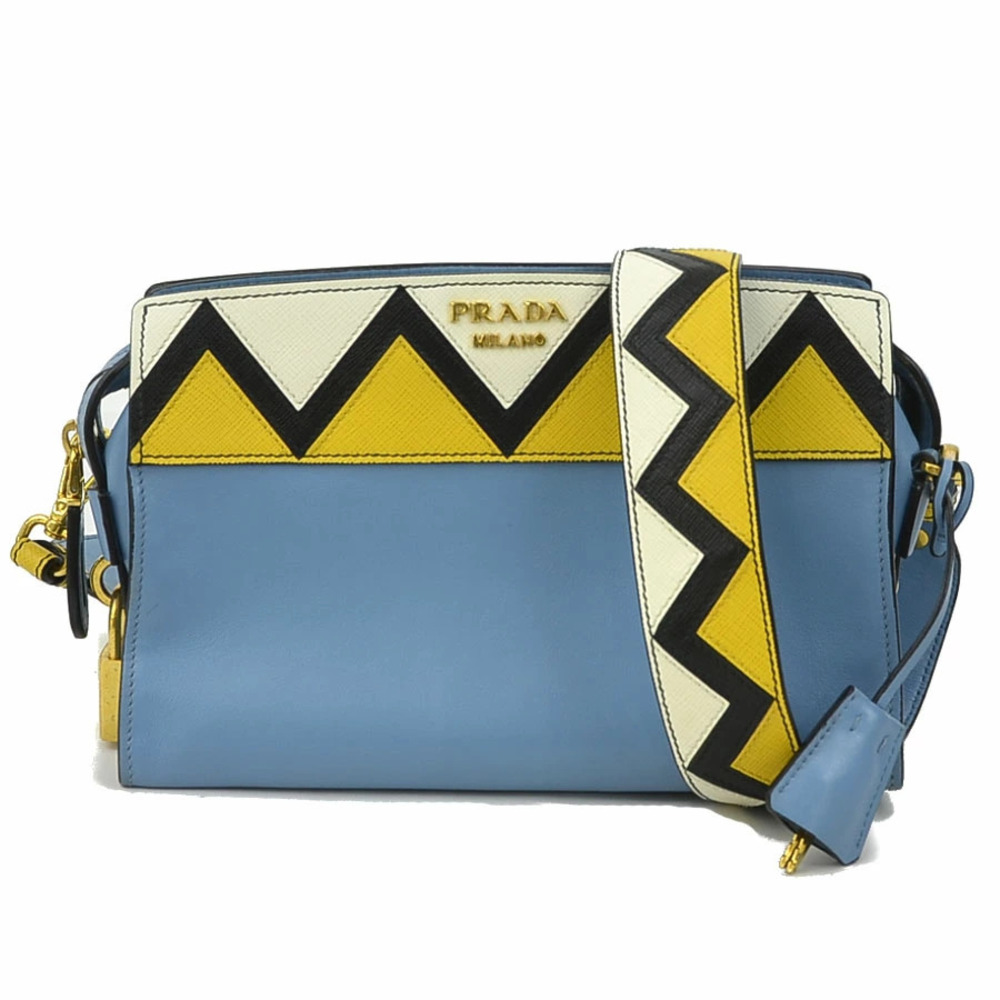 Prada Esplanade crossbody bag blue leather Blue Yellow White Gold